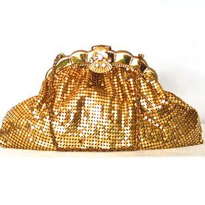 Duramesh 1950's Gold Metal Evening Bag With Fancy Clasp - USA